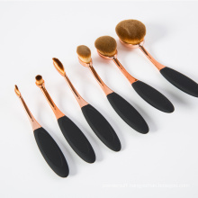 6PCS Black Gold Oval Toothbrush Professional Makeup Brushes Sets